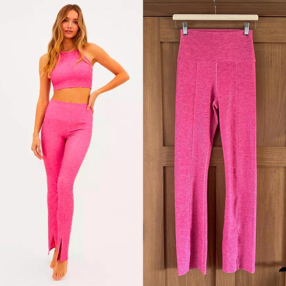 Beach Riot Pink Split-Hem High-Waist Track Pants